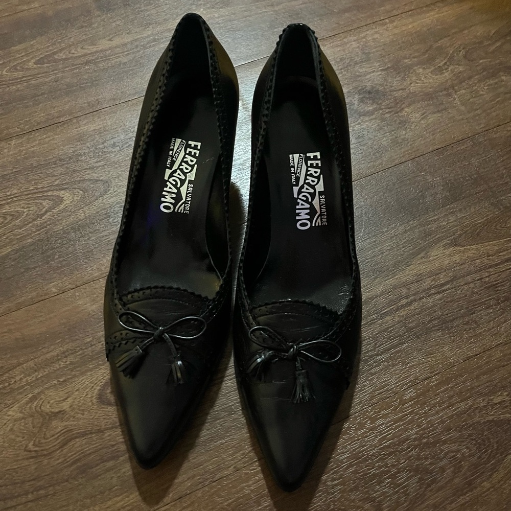 Salvatore Ferragamo Black Leather Heels